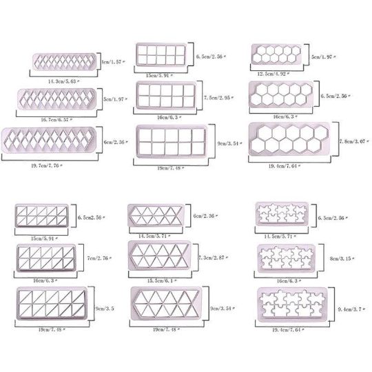 3pcs Geometric Cake Fondant Mold - 6 Designs