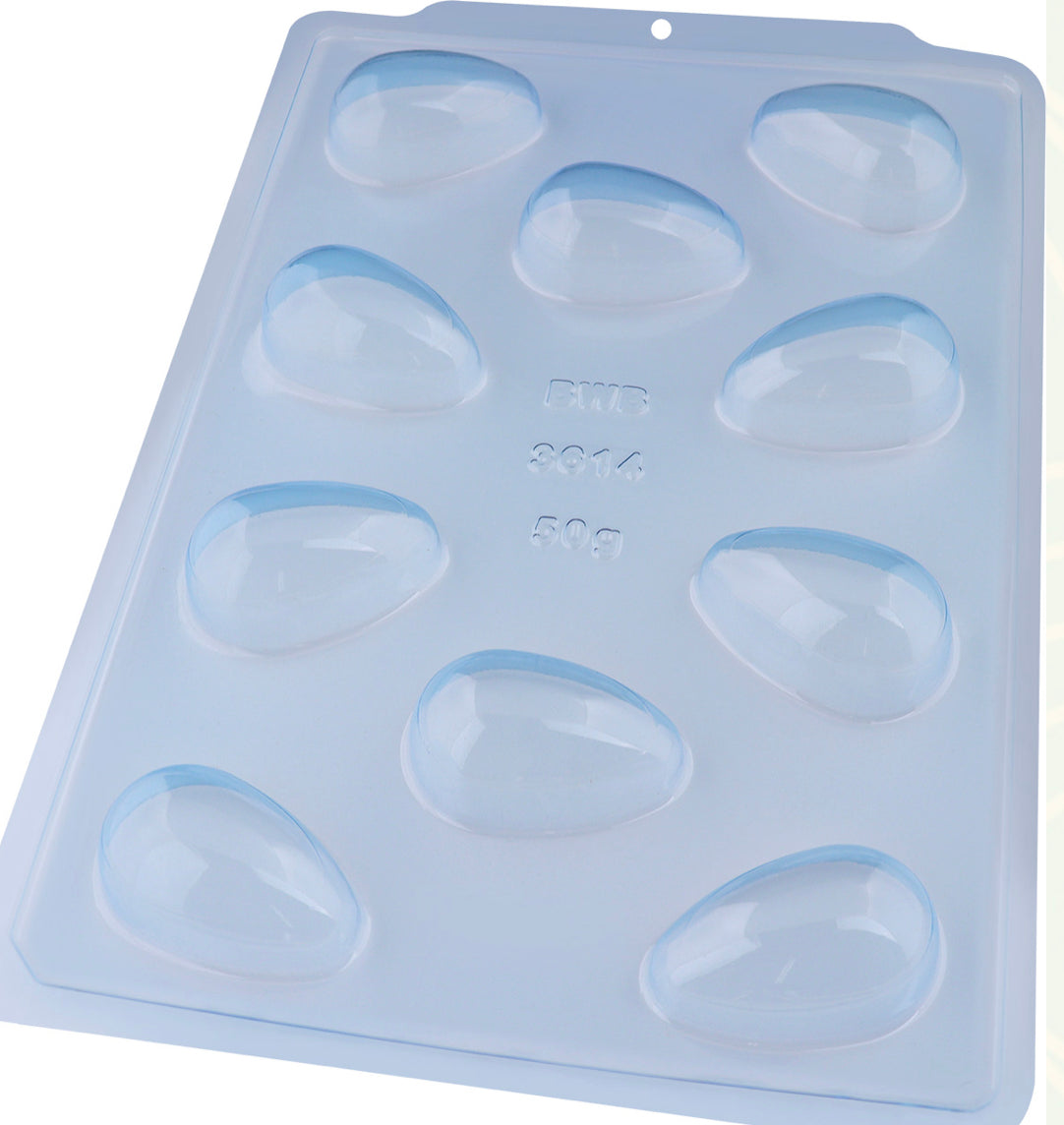 Plain Small Easter Egg Sheet Mold (Coco Bomb Size) - 3 Part Chocolate Mold 50g