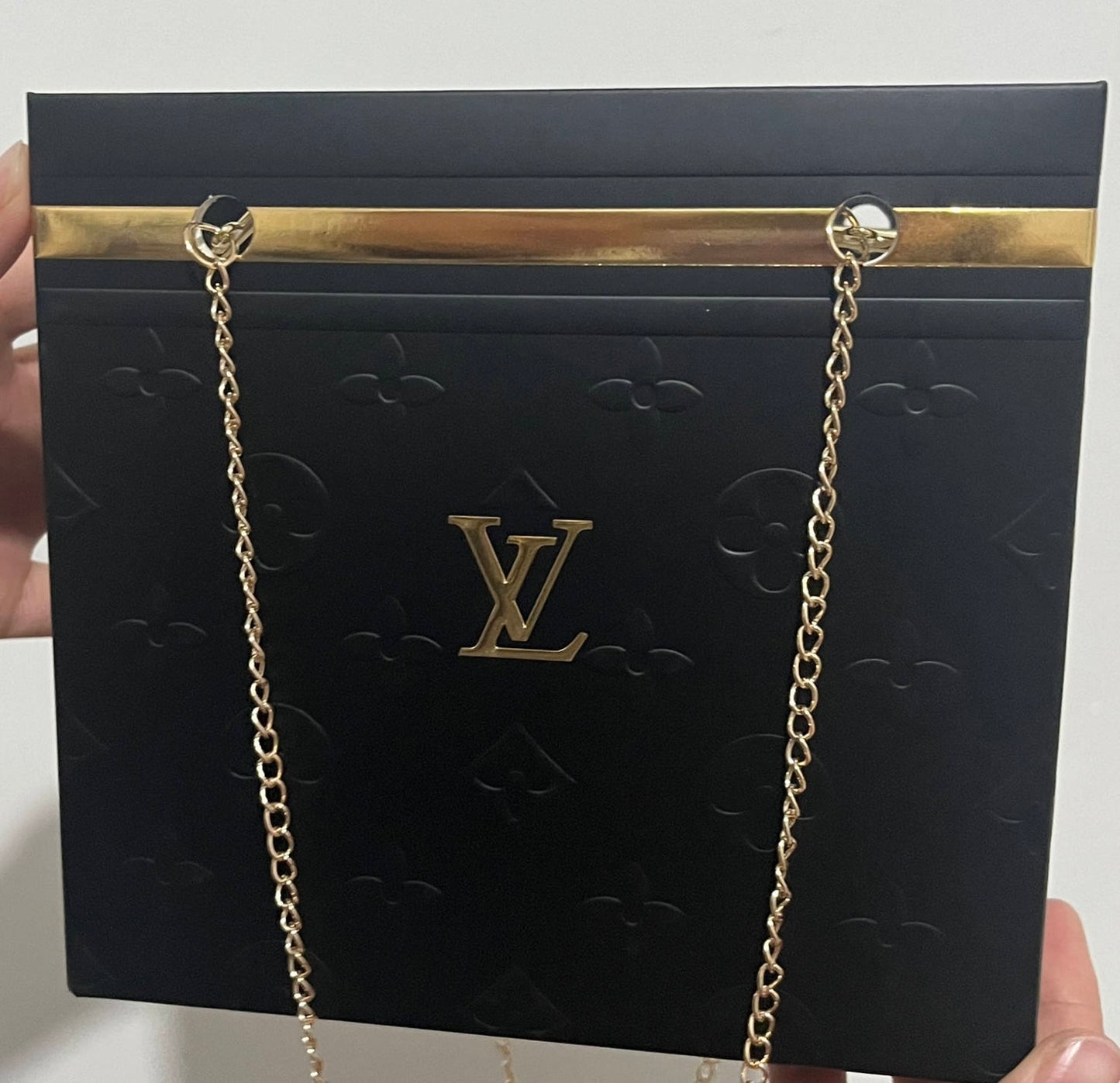 Branded L V Box with Chain...