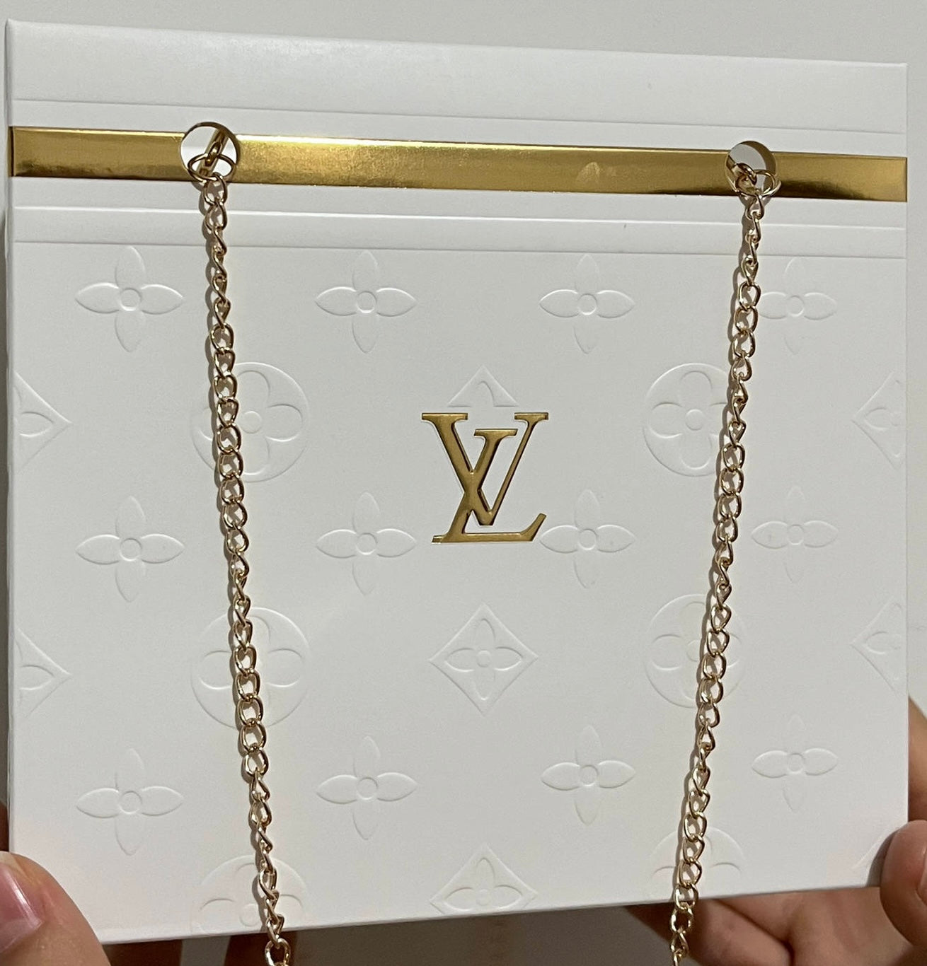 Branded L V Box with Chain...