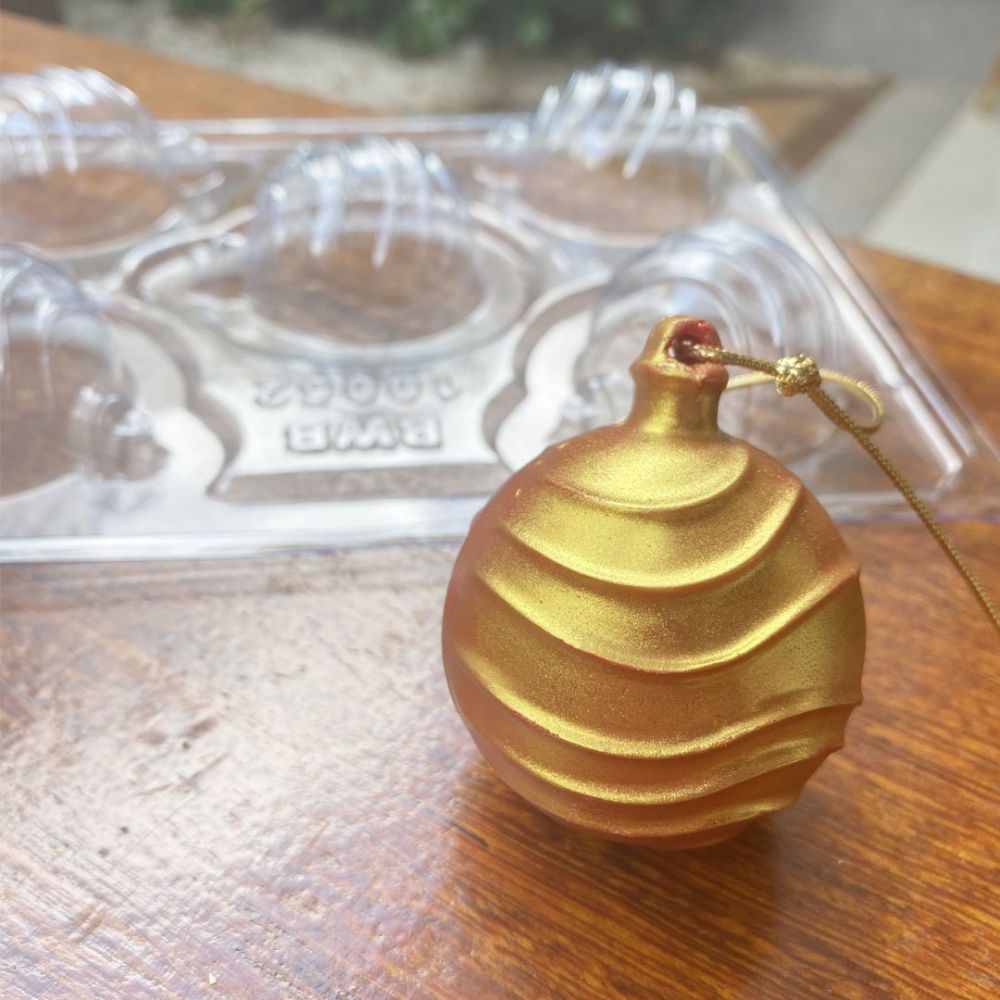 Christmas Ornament Wavy 10052 (Coco Bomb Size) - 3 Part Chocolate Mold